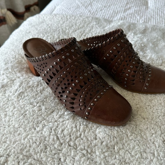 Brighton Manet leather studded slip on heeled mules - Picture 3 of 10